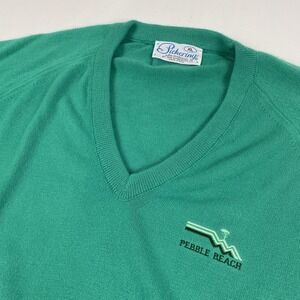 Vintage Pickering Sweater Mens XL Green V Neck Pebble Beach Golf Knit Pullover